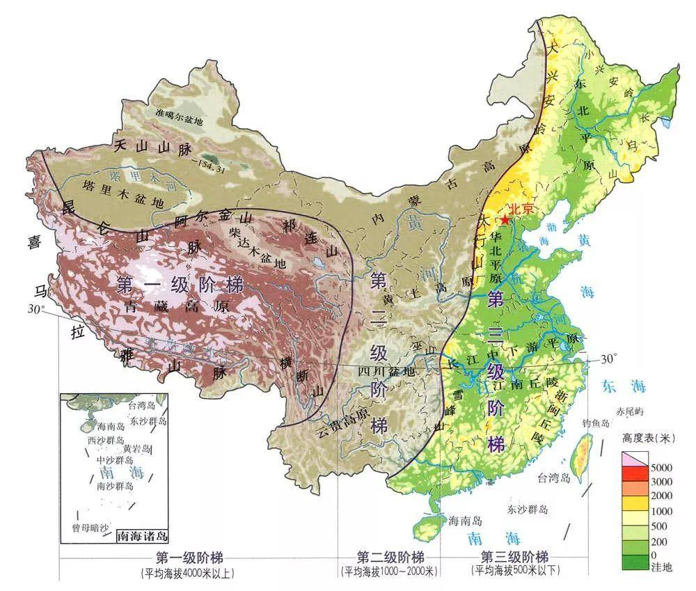 中国分层设色地形图图片