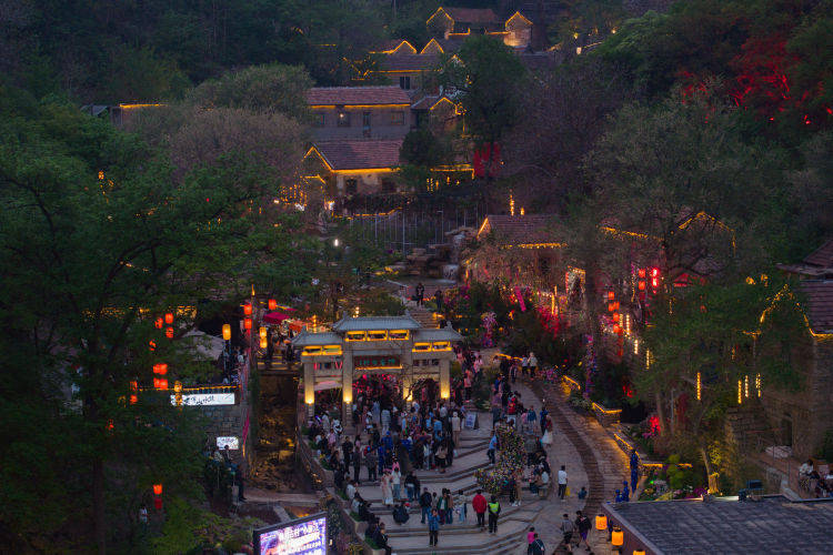 红叶柿岩夜游首日 5000余名游客彻夜狂欢