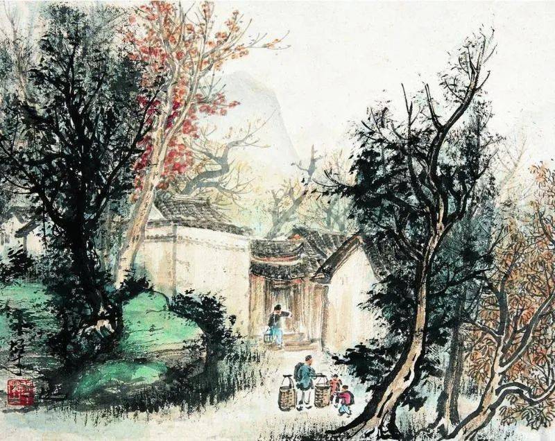 国画大师画里的乡村山水画,美丽的景色,浓浓的乡情