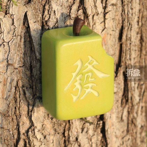 所乐工作室 发财麻将 苹果 可爱q版麻将水果 潮玩手办摆件