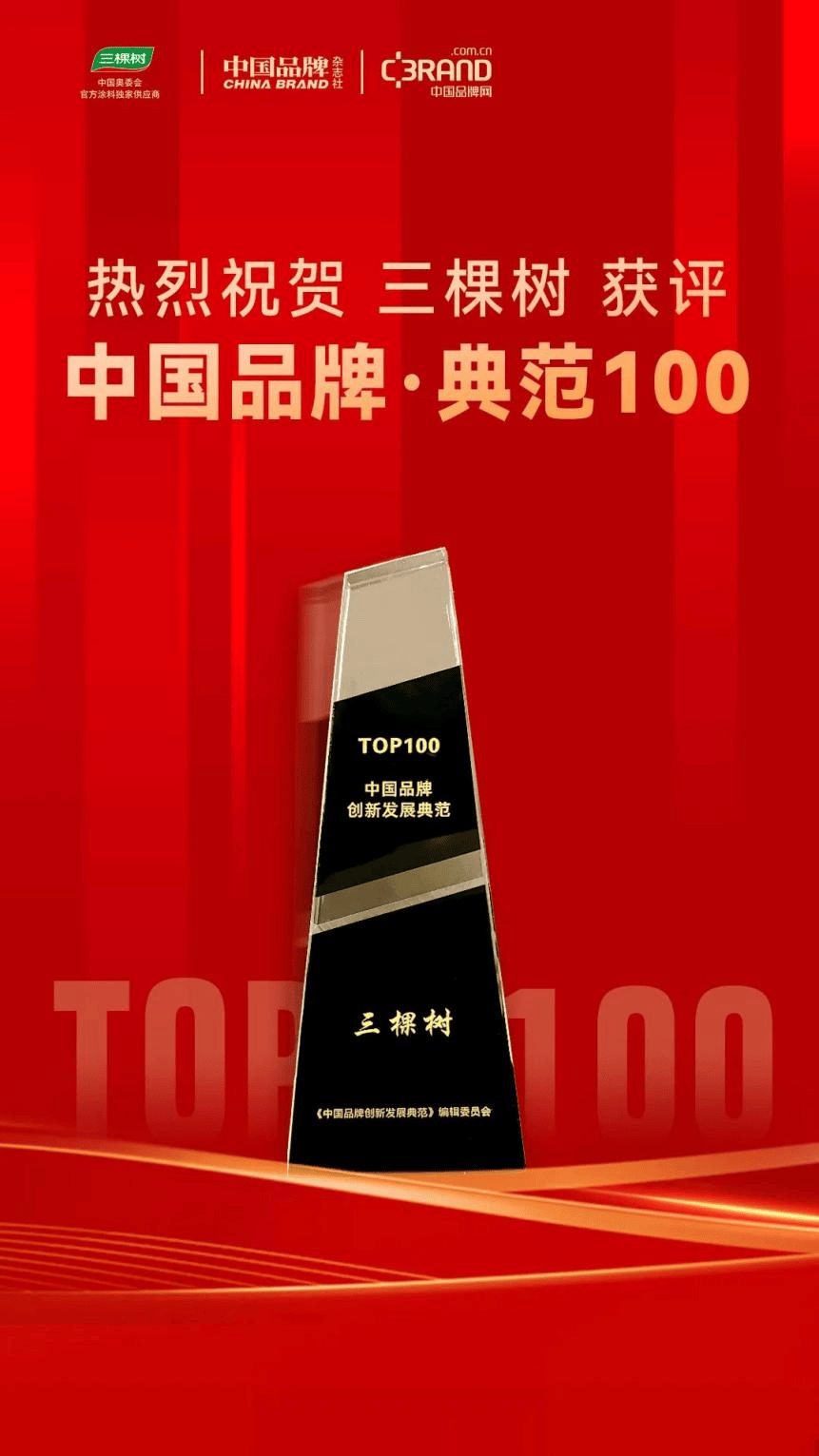 三棵树获评“中国品牌创新发展典范TOP100”