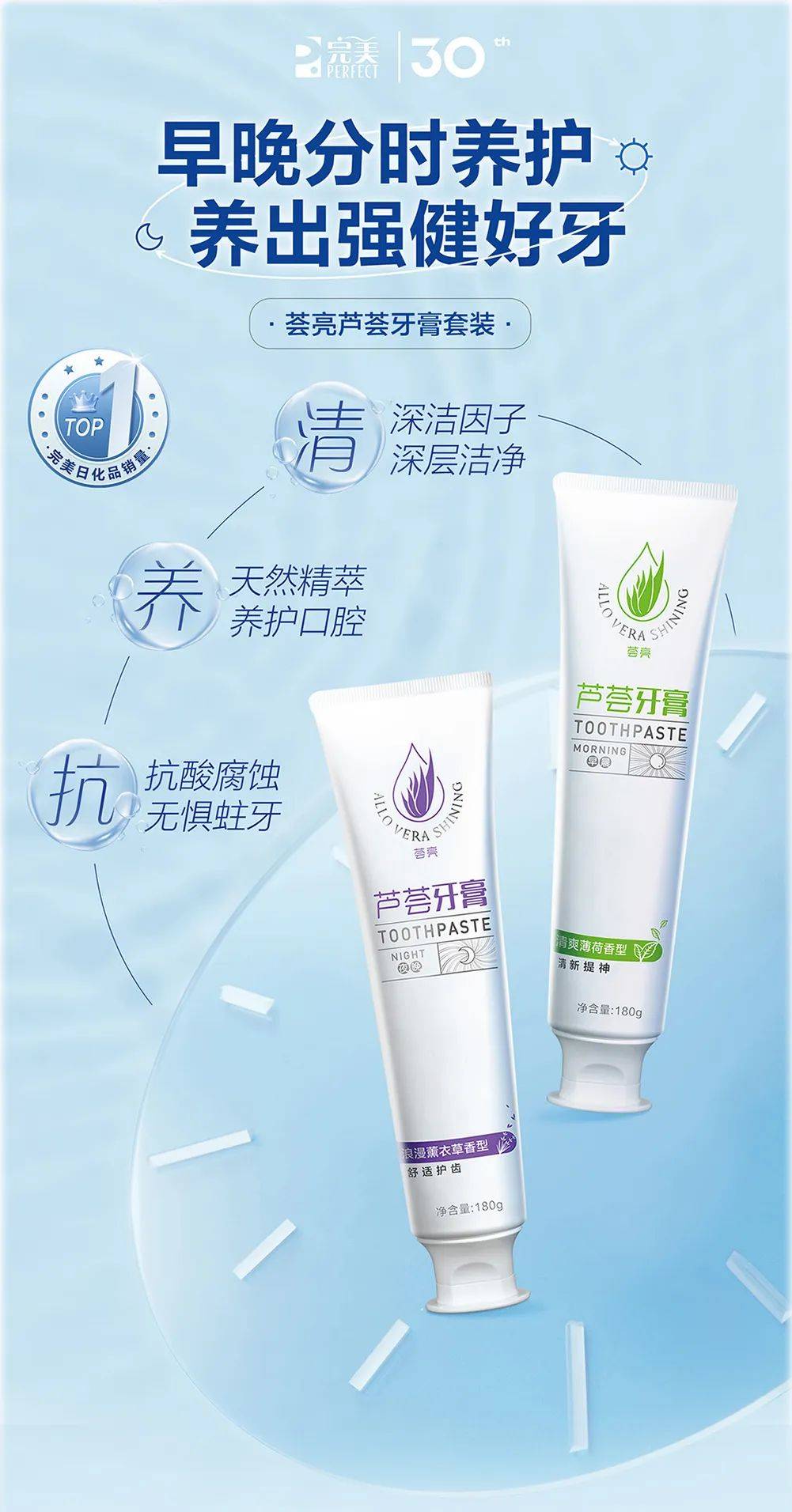 荟亮芦荟牙膏套装 | 早晚分时养护,养出强健好牙!