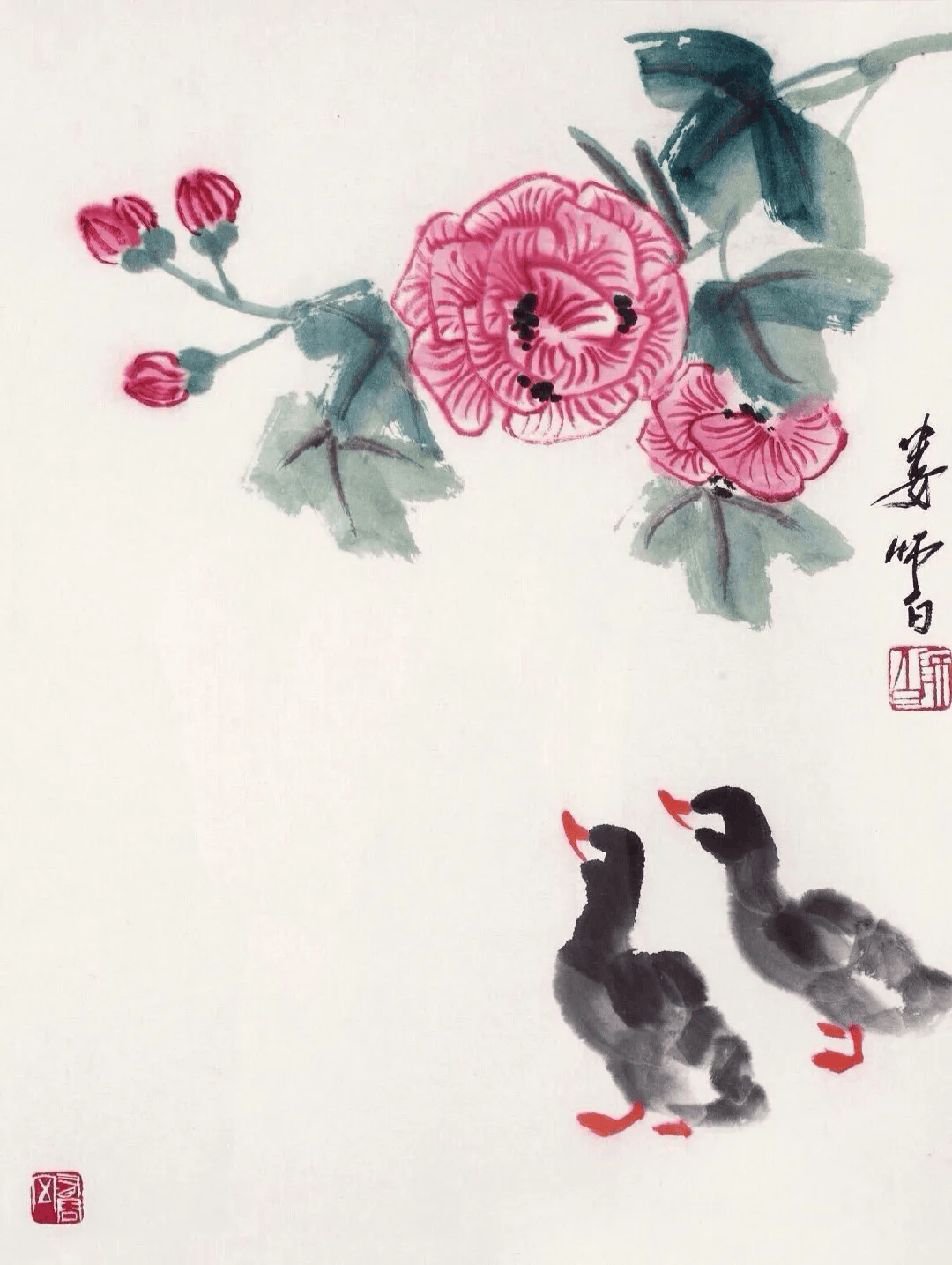 娄师白笔下的小鸭子,简而不凡,生机勃勃!