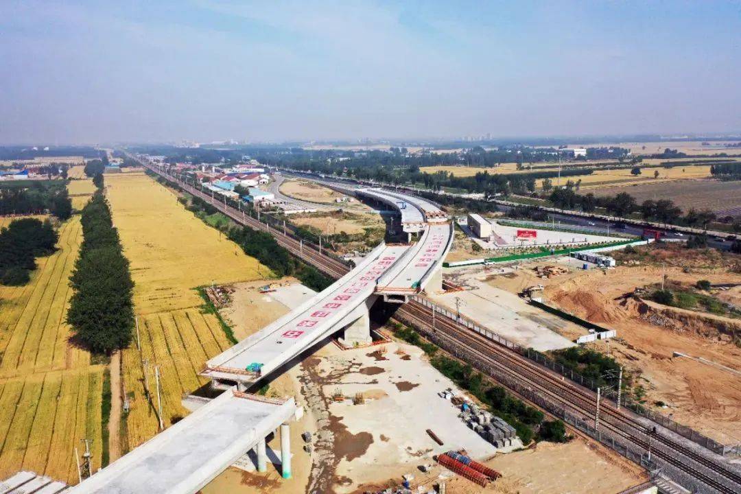 【我省跨度最大公路转体桥成功转体】国道g307晋州绕城段改建工程跨石