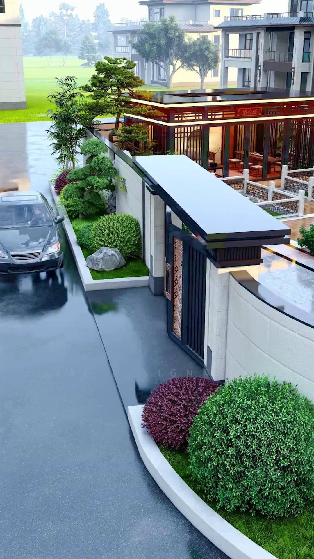 带停车位的庭院,邻居看了都羡慕 庭院设计施工 私家花园 花园生活