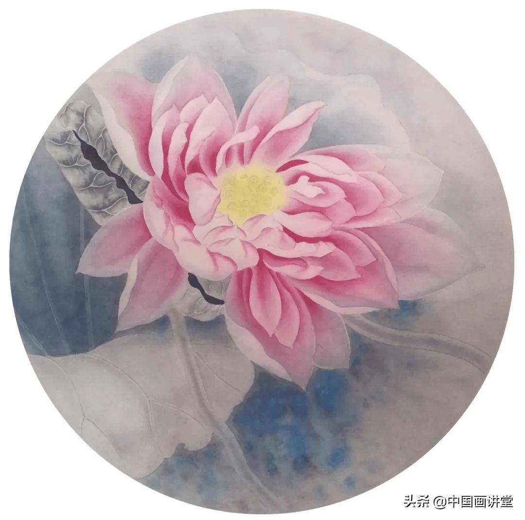 学画工笔荷花扇面,清凉解暑