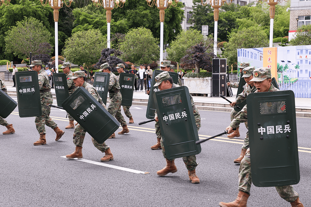 演练中,市公安局交警大队的民警进行了铁骑展示,队员们身着整齐的新式