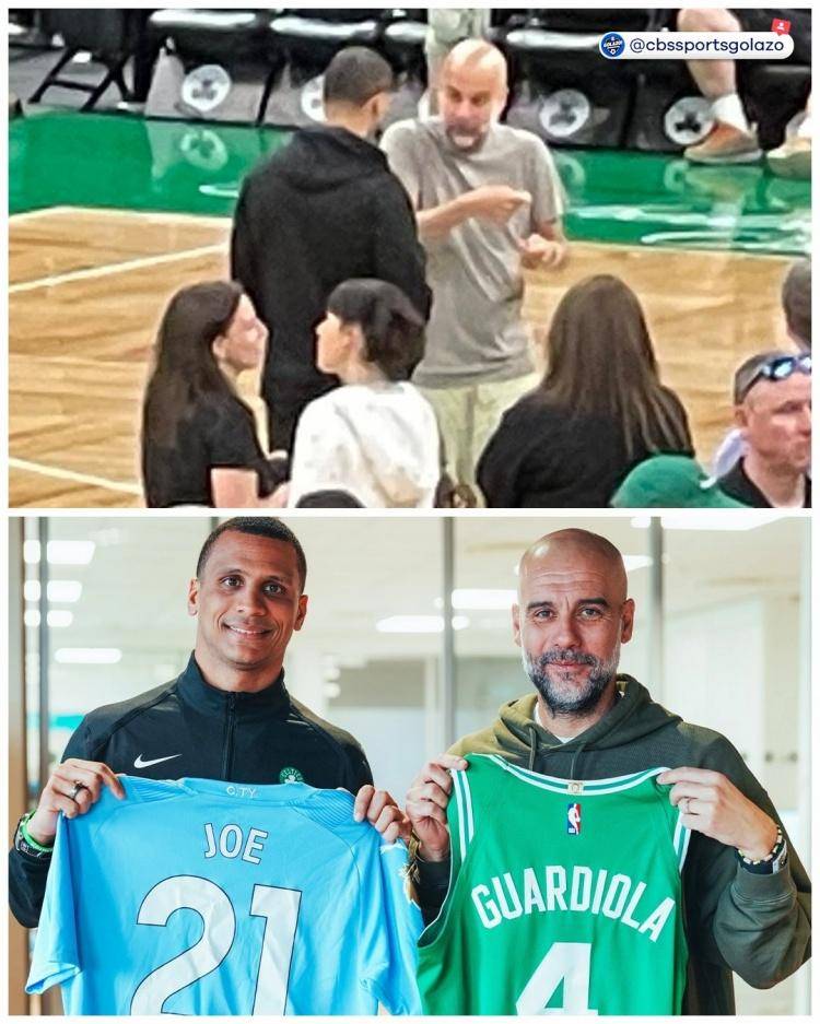 曼城主帅瓜迪奥拉来到现场观战 此前还和马祖拉互赠球衣