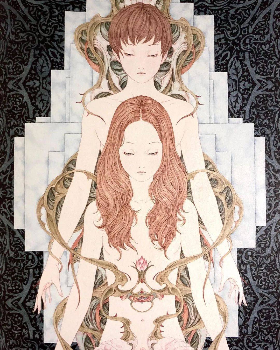 插画|红颜枯骨,恶心又迷人,他从春宫图画到暗黑恐怖