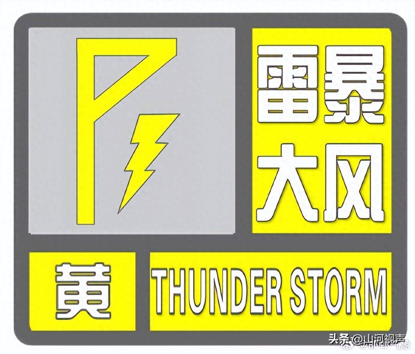 邯郸市气象台发布雷暴大风黄色预警信号