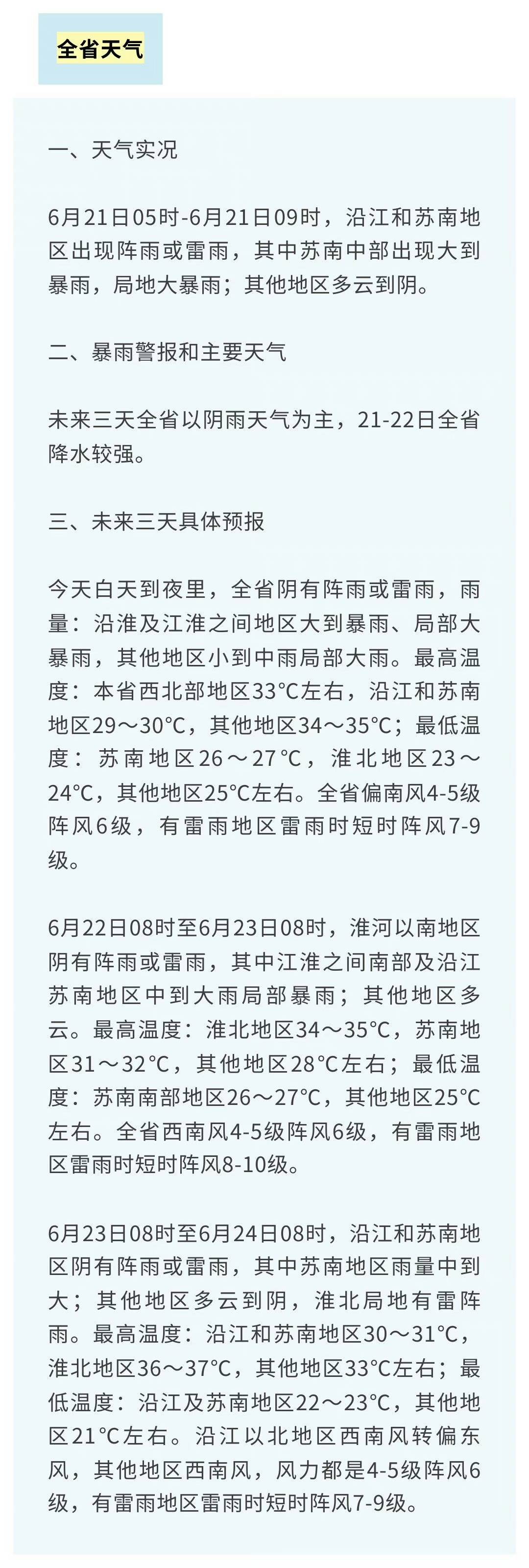 台发布暴雨黄色预警:预计今天白天到夜间,宿迁,淮安,连云港南部,盐城