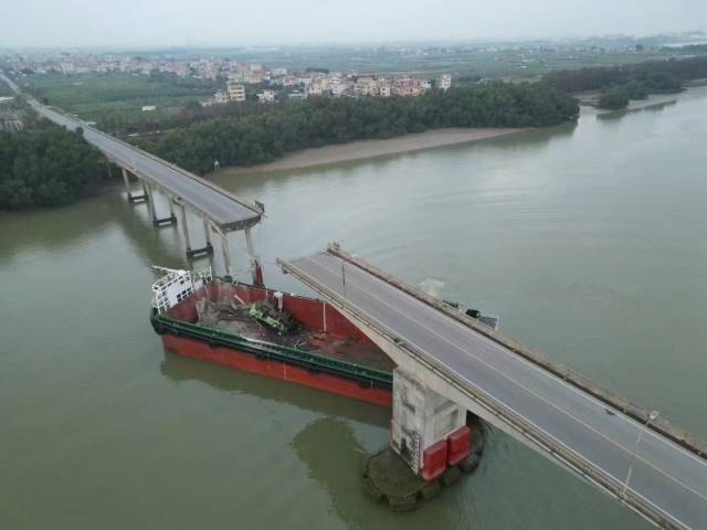 被撞断4个月后 广州沥心沙大桥恢复全面通行