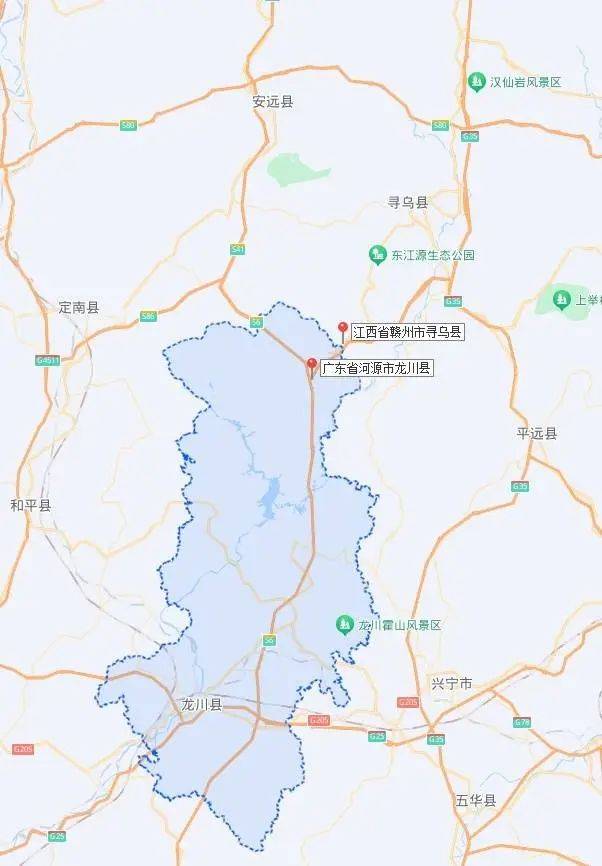 终于粤赣两省交界处,与寻龙高速公路江西段对接,连通广东龙川,江西