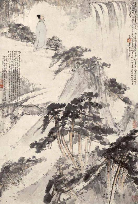 ☆骨董堂☆『傅小石・山鬼』・中国近代山水画家・中国美術・手巻・絹本 