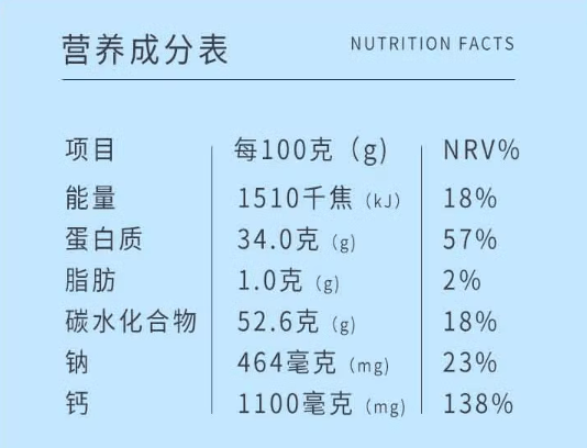 1987奶粉配料表图图片