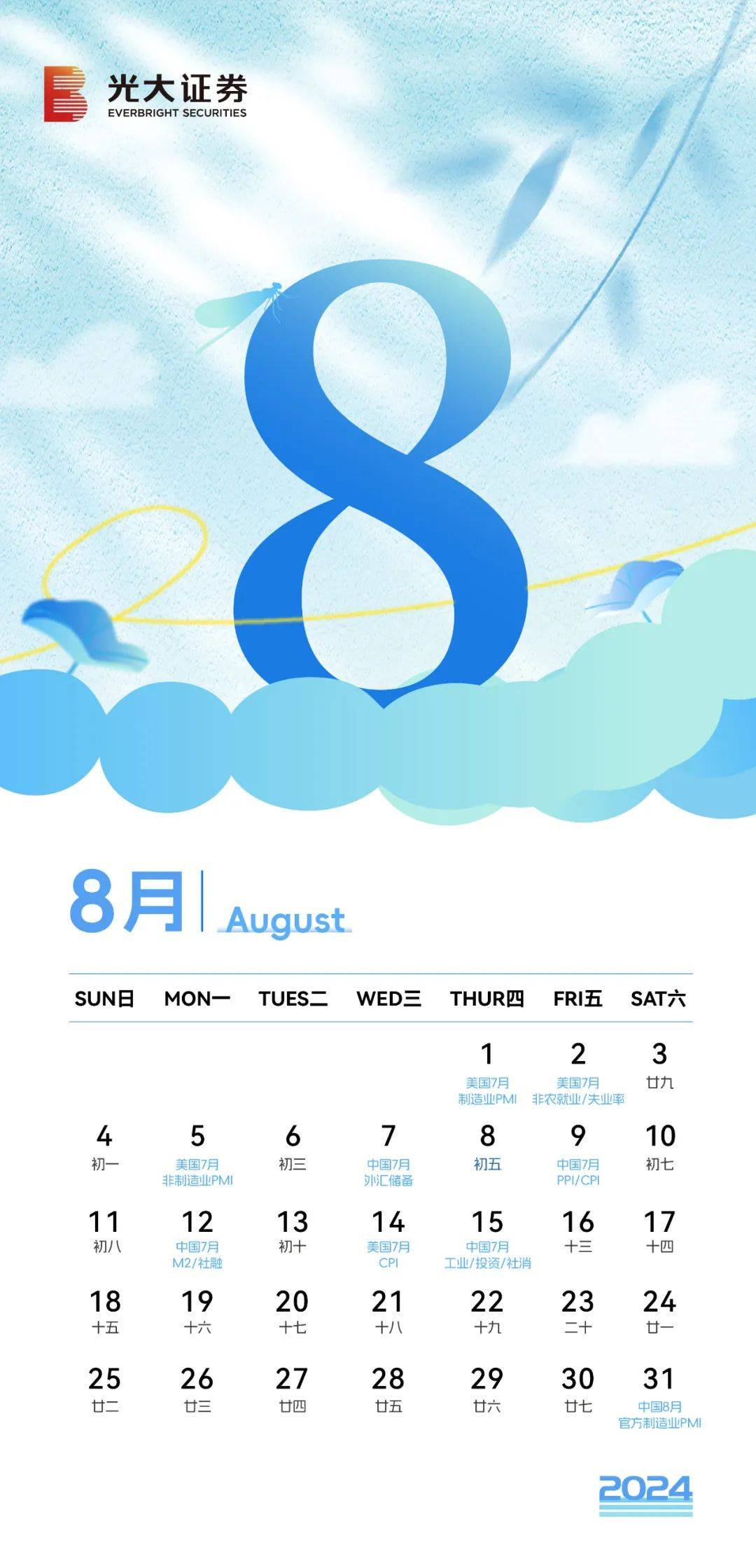 【财经月历】光大证券8月重点经济数据备忘录