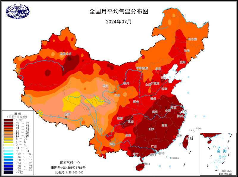 最热的一个月据中国气象频道气象分析师信欣公布的数据显示,7月,各省