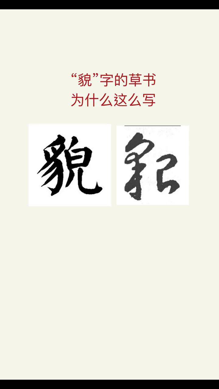 貌美如花的貌字草书写法原创书法作品 写字是一种生活 草书 汉字之美