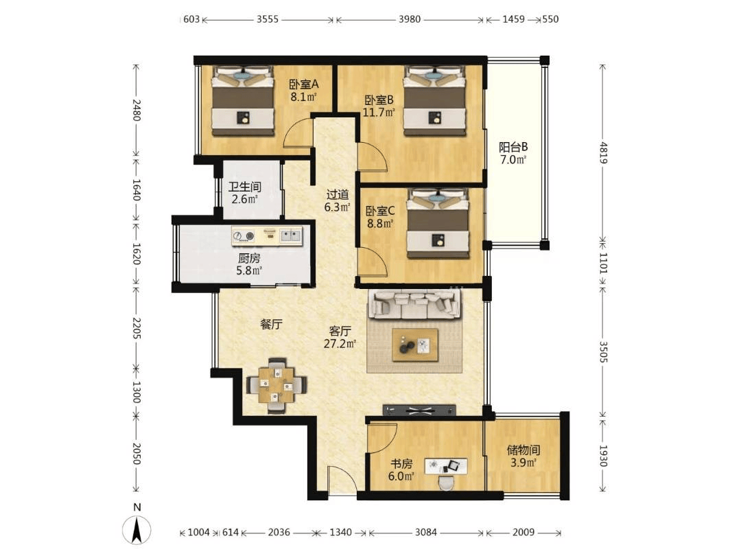 名门华府 87m05_房源_白先生_户型