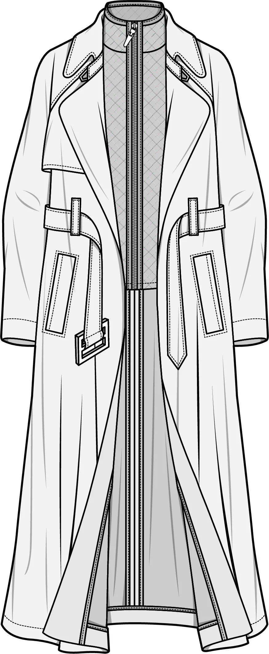 173款-风衣/大衣-平面款式图线稿合集!(素材)