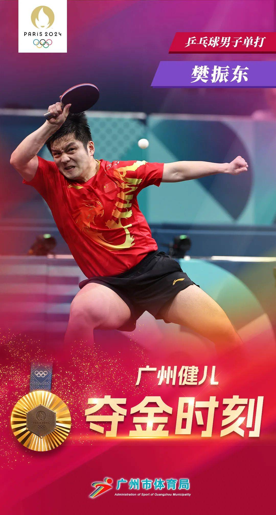 奥运会丨男单夺冠,广州培养输送运动员樊振东圆梦巴黎