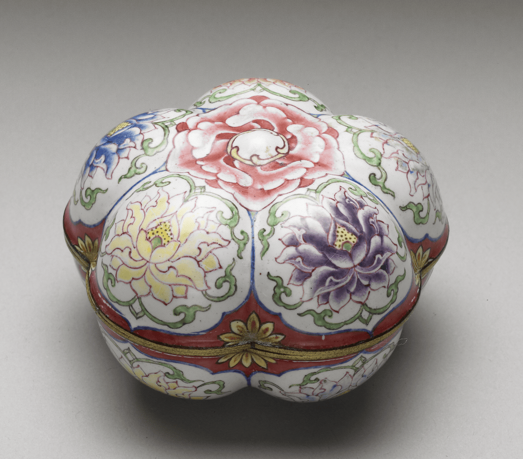 清·康熙 青花花卉纹粉盒