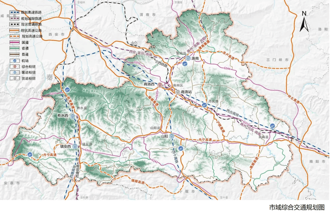 5小时可以到达西安,山阳,丹凤,洛南,1小时覆盖关中平原城市群各主要