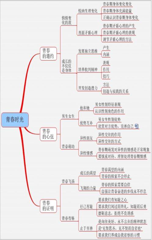 政治 道德与法治七年级下册各单元思维导图