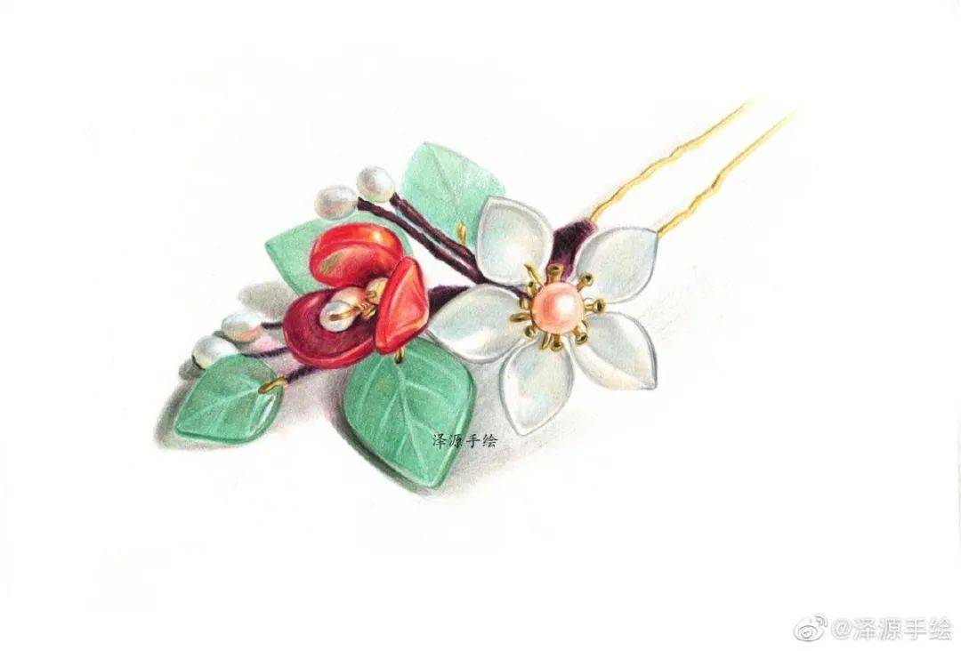 请欣赏来自泽源手绘的彩铅作品,漂亮的古风首饰,你喜欢哪一款?