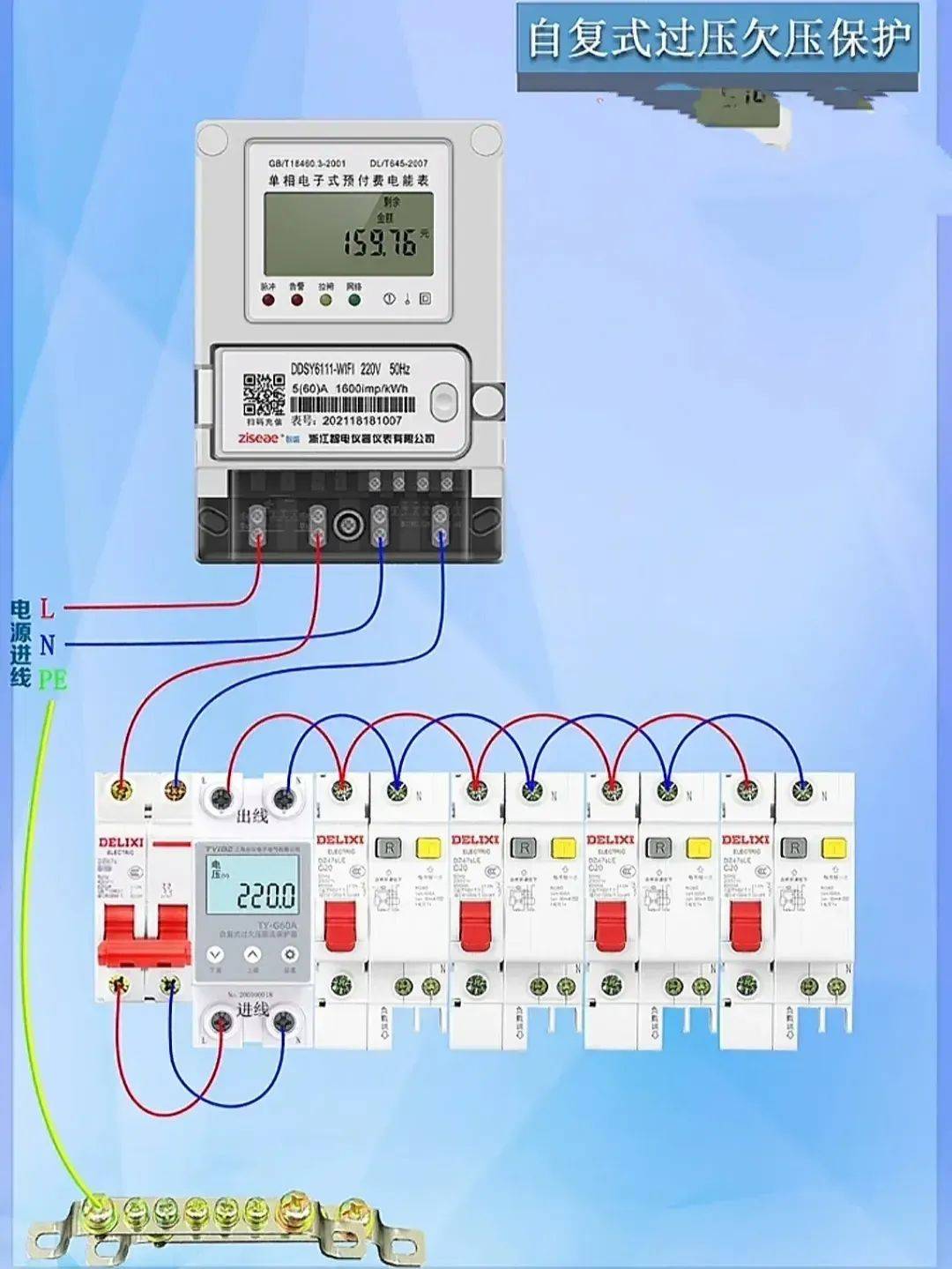 家用三相电度表接线图图片