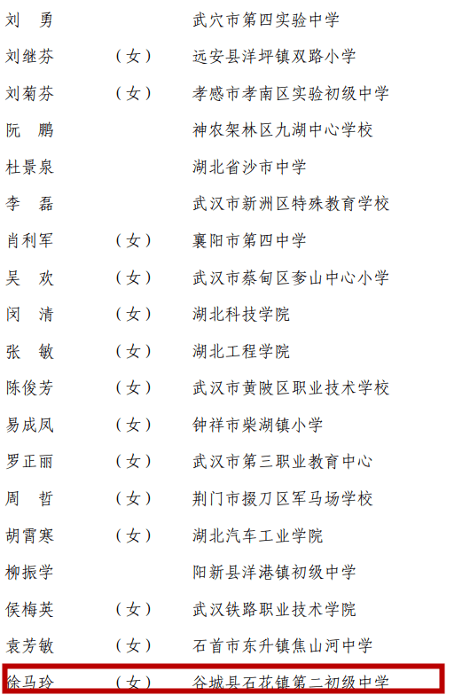 教育部公示拟表彰名单!谷城这位老师上榜