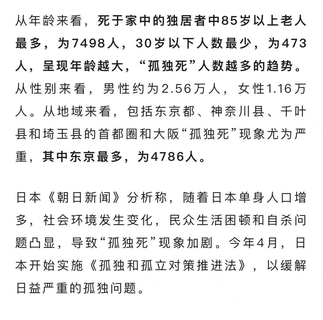 日本上半年超3万人孤独死于家中