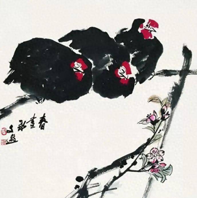 汤文选这16幅大写意花鸟,有味道!_作品_艺术_国画