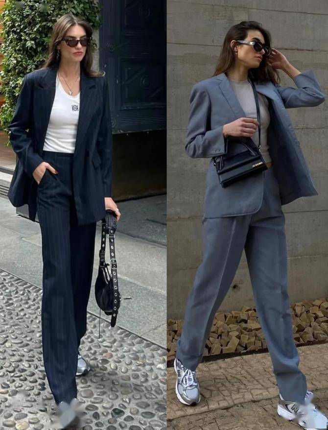 秋天穿西装,配这3双鞋子更时髦!_外套_黑色_运动鞋