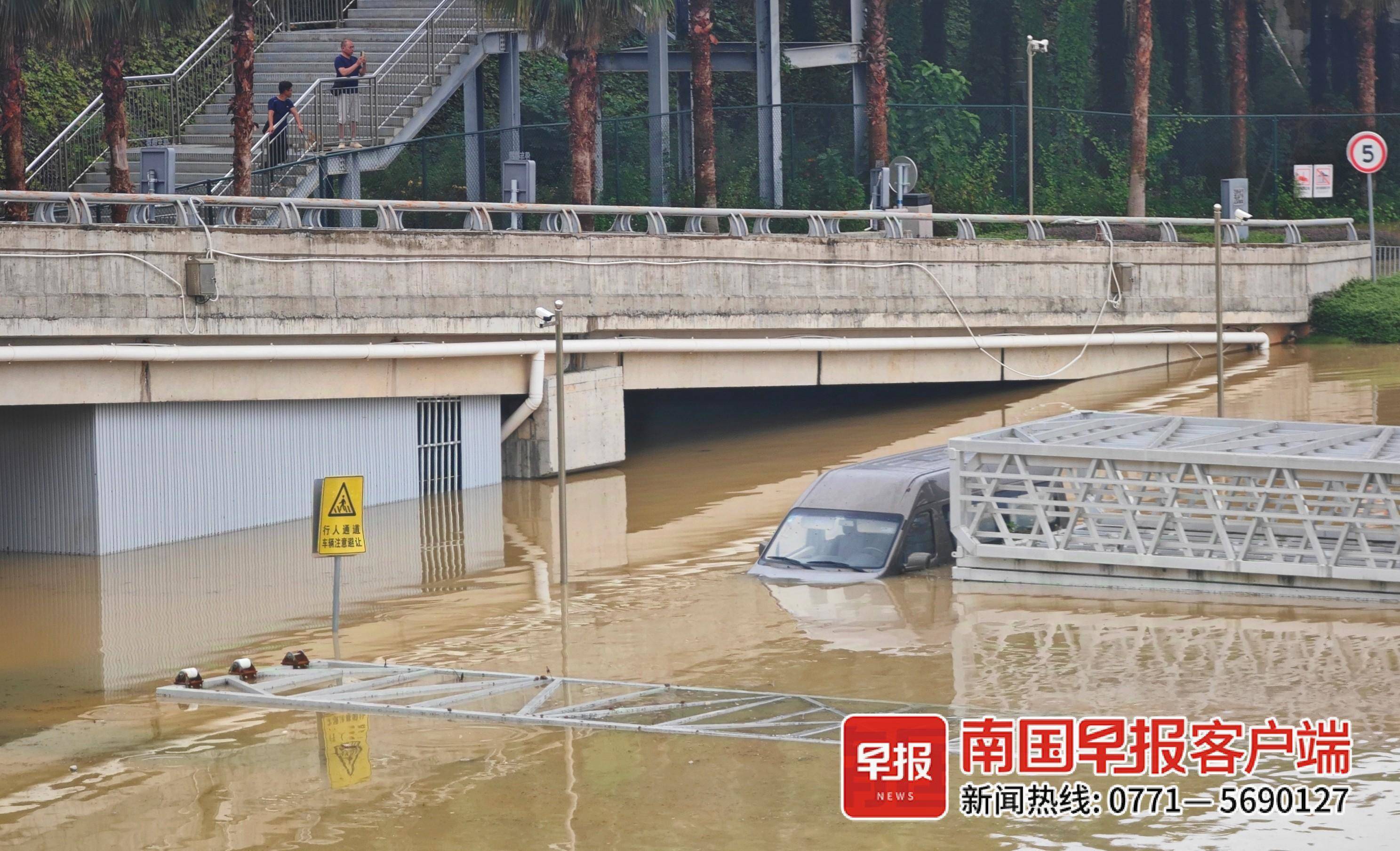 郁江出现今年第1号洪水,南宁亭子码头多处被淹