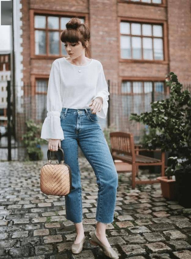不知道穿搭什么的时候,用白衬衫 牛仔裤 奶奶鞋搭配就很好看了,看似