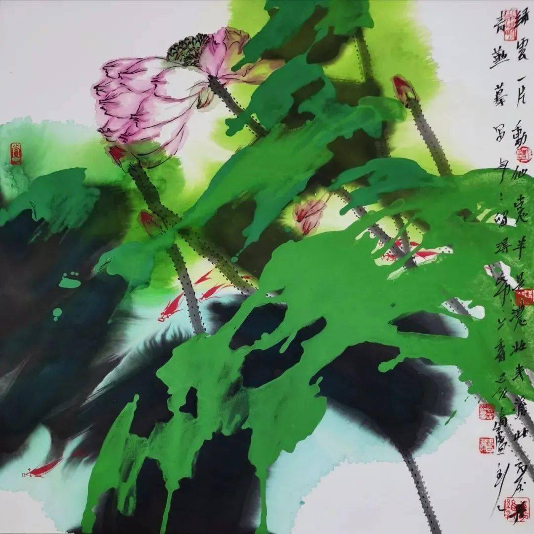 梦幻山水,绚彩荷塘