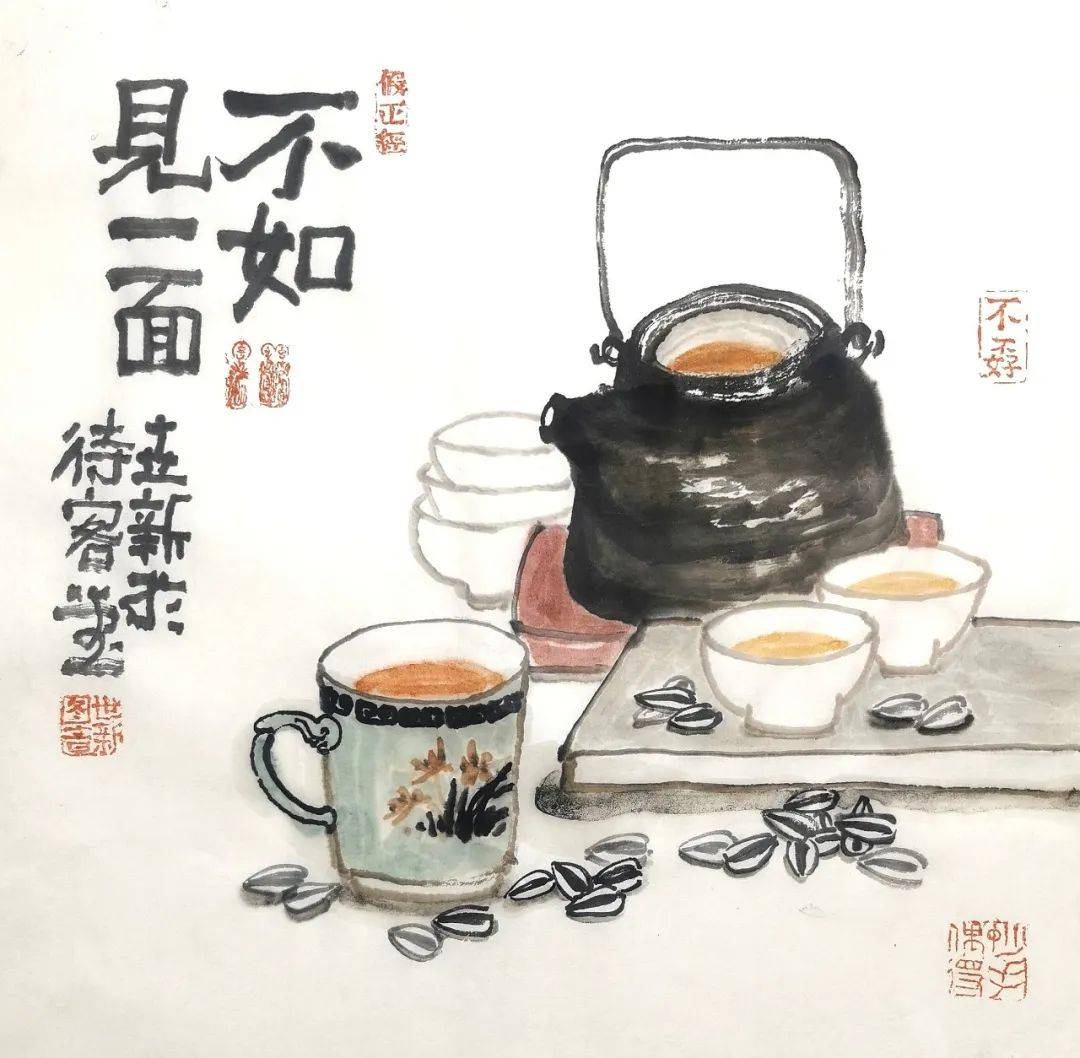 名家写意茶壶小品画图片