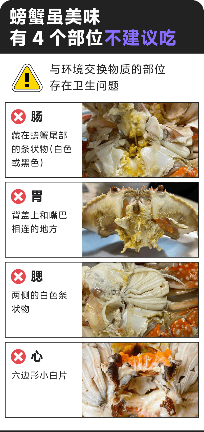 螃蟹食用部分图解图片