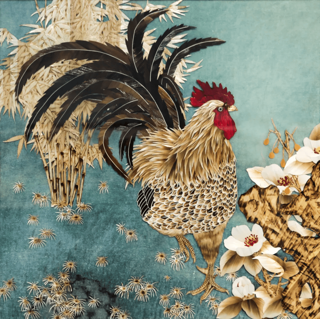 看孝感壹为美术馆正在展出朱湖美术家刘荣萍麦秆画