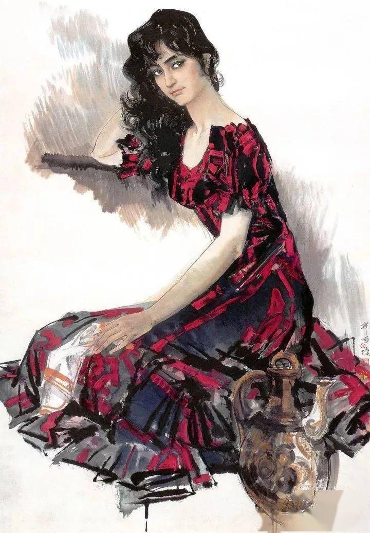 广美教授林墉,他笔下的美女国画,俏丽,灵动,勾人魂魄!