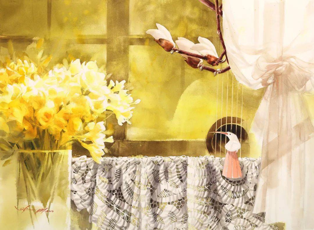 一位外国水彩画家,居然画出了中国水墨的绝美意境,这光影简直美爆!