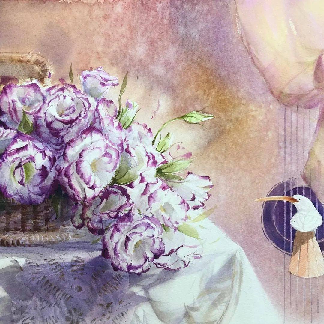 一位外国水彩画家,居然画出了中国水墨的绝美意境,这光影简直美爆!