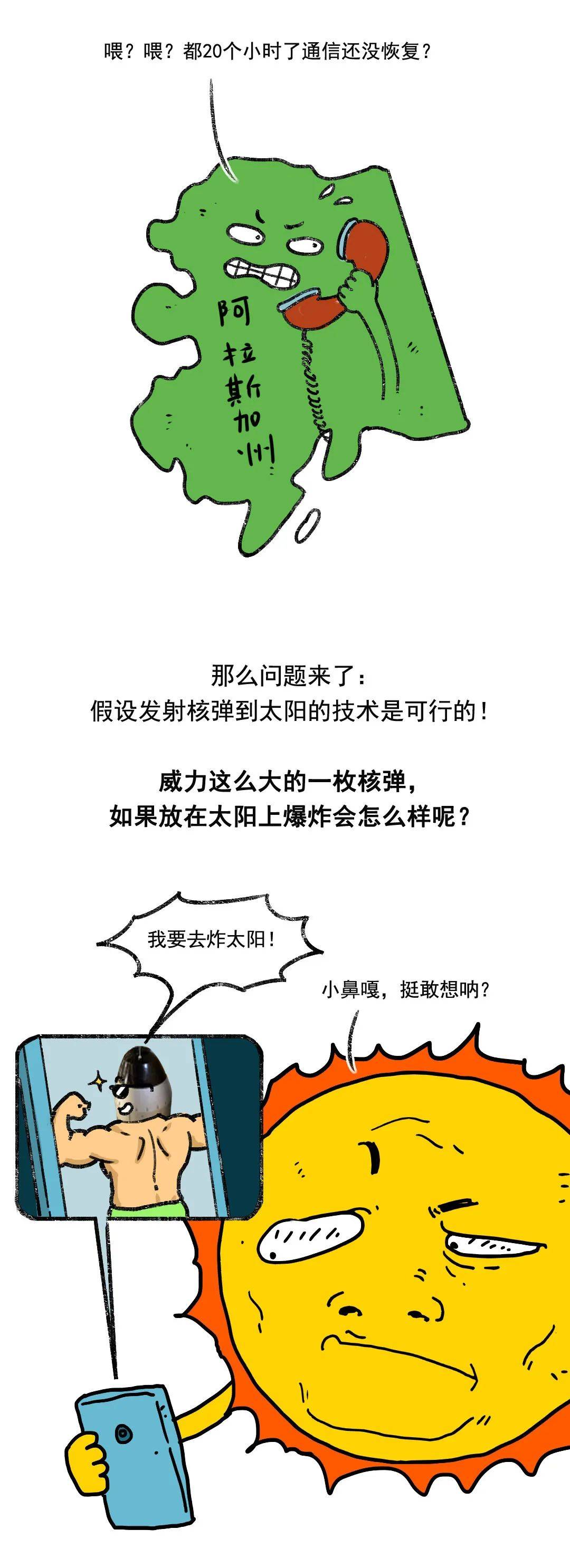 科普漫画 如果从地球发射一个目前最大的核弹到太阳会怎么样?