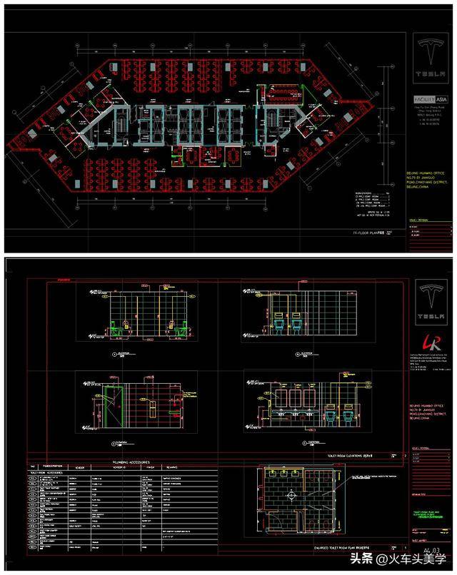 特斯拉北京总部 广州汽车中心展厅店面cad施工图纸电气