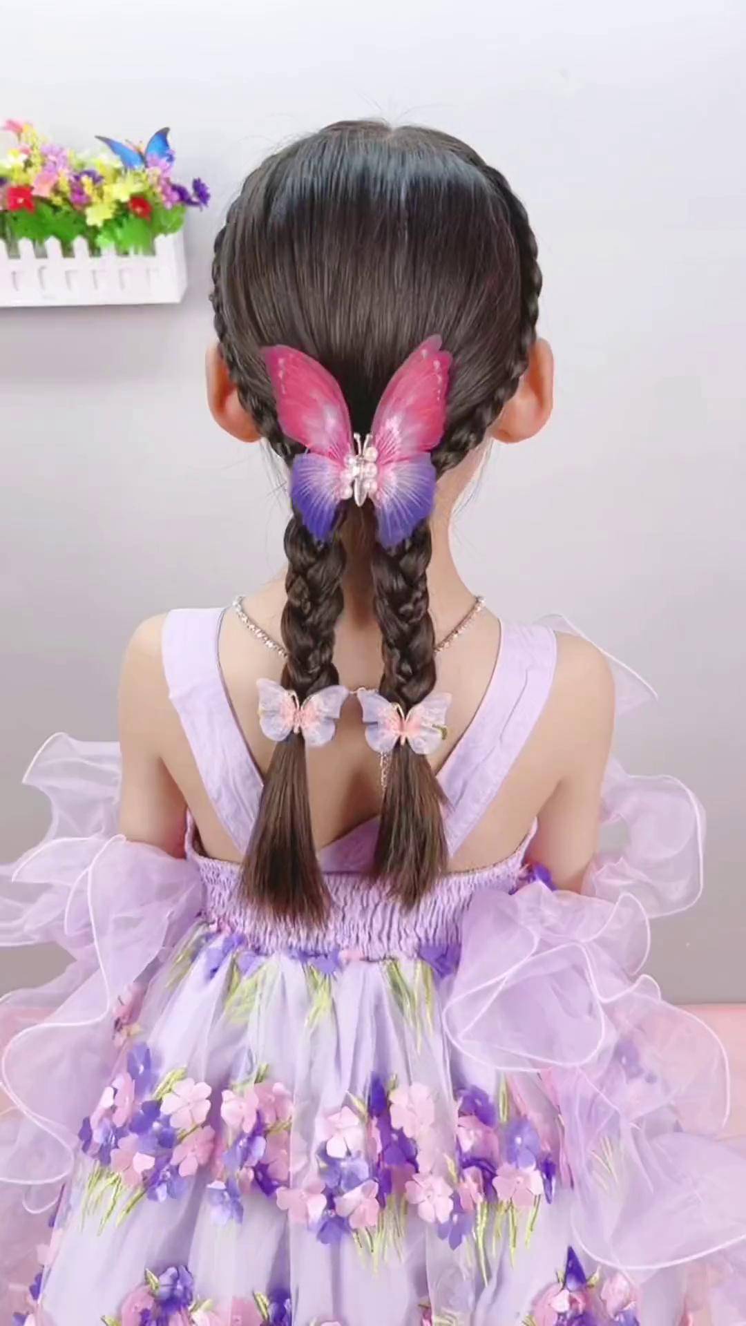 今天变身蝴蝶仙子编发教程 儿童编发花仙子发型多巴胺发型 生女儿就是