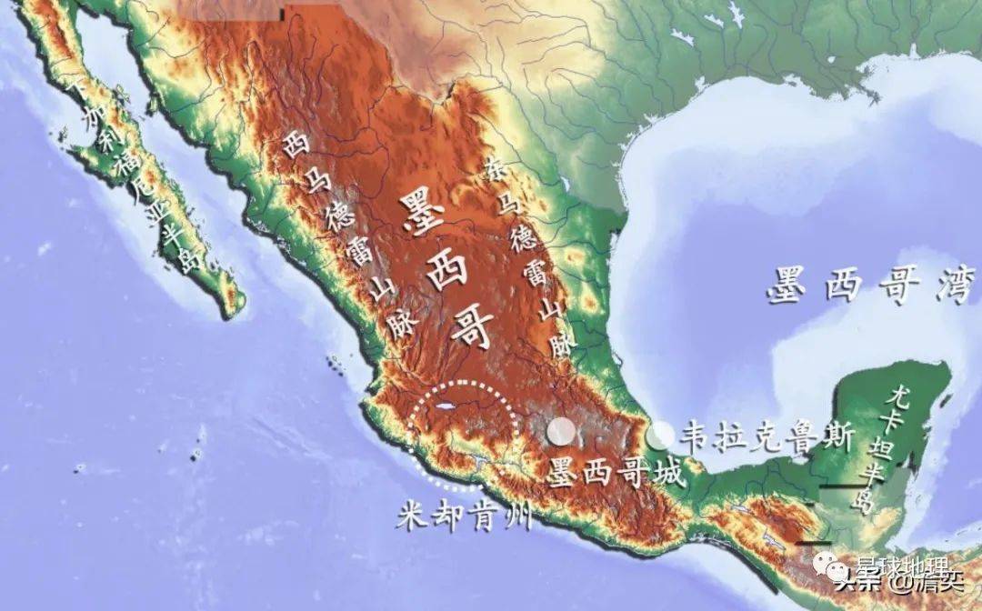 墨西哥地形图由于绝大多数的银矿都分布在内陆的高原地区,西班牙人的