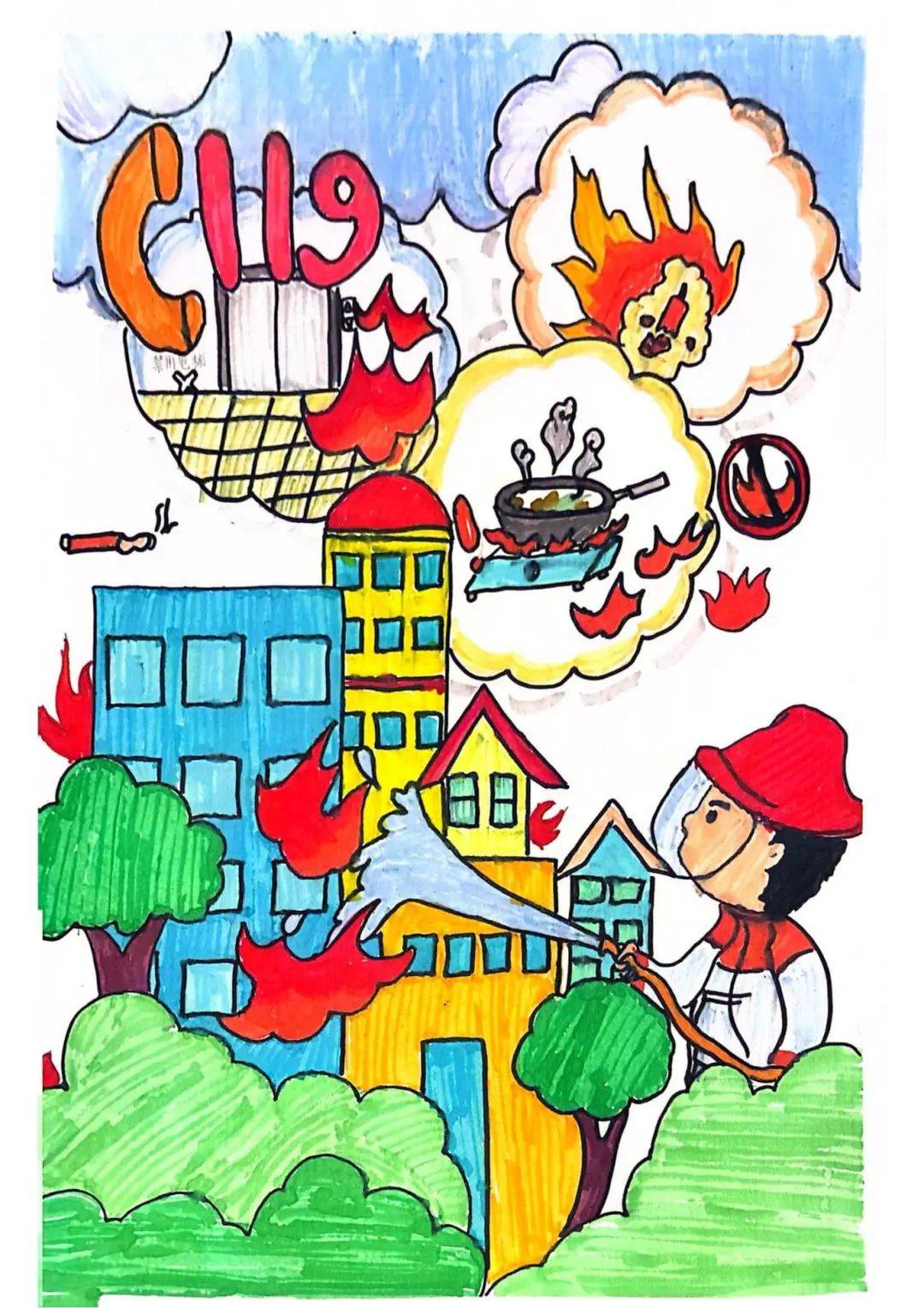 儿童消防绘画作品展播