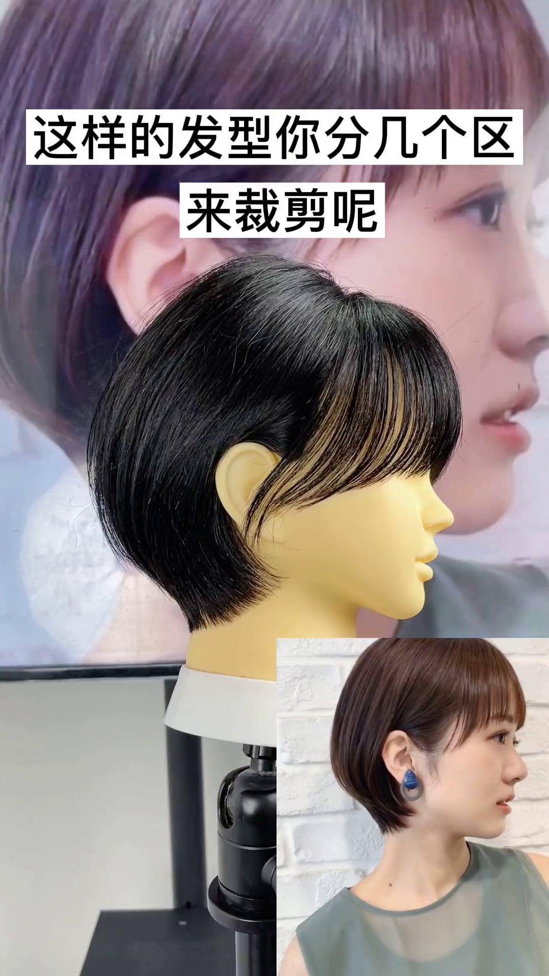 这样的发型如果让你修剪你要分几个区来裁剪呢短发 时尚短发 二分区