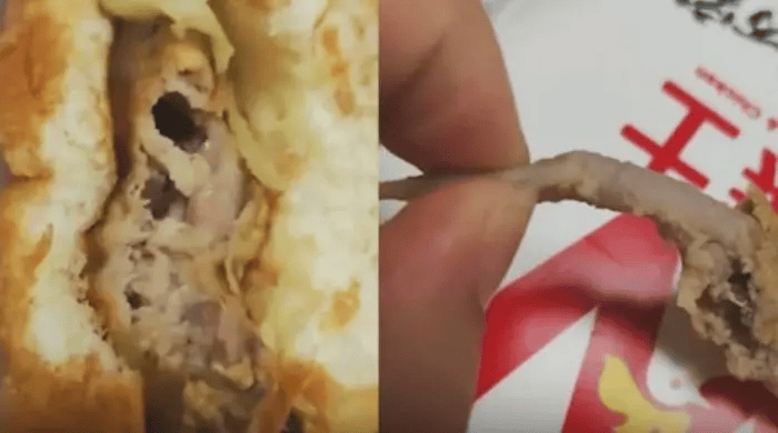 华莱士被曝汉堡吃出“形似尾巴”异物 当地市监局已介入调查(图1)